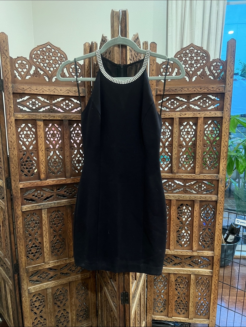 Marciano by Guess Black Sleeveless Dress with Rhinestone Neckline